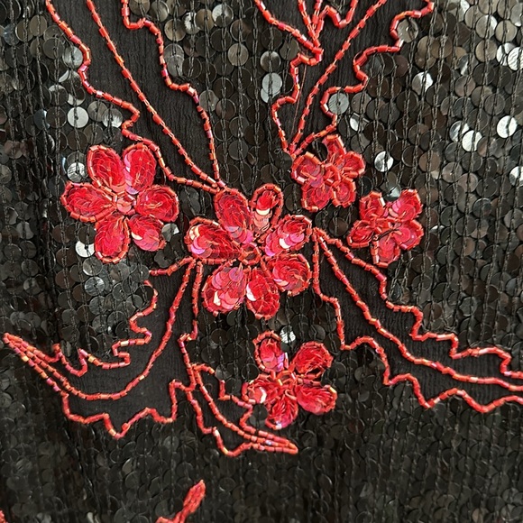 Royal Feelings Sz Small Sequined Silk Blouse - Picture 6 of 6